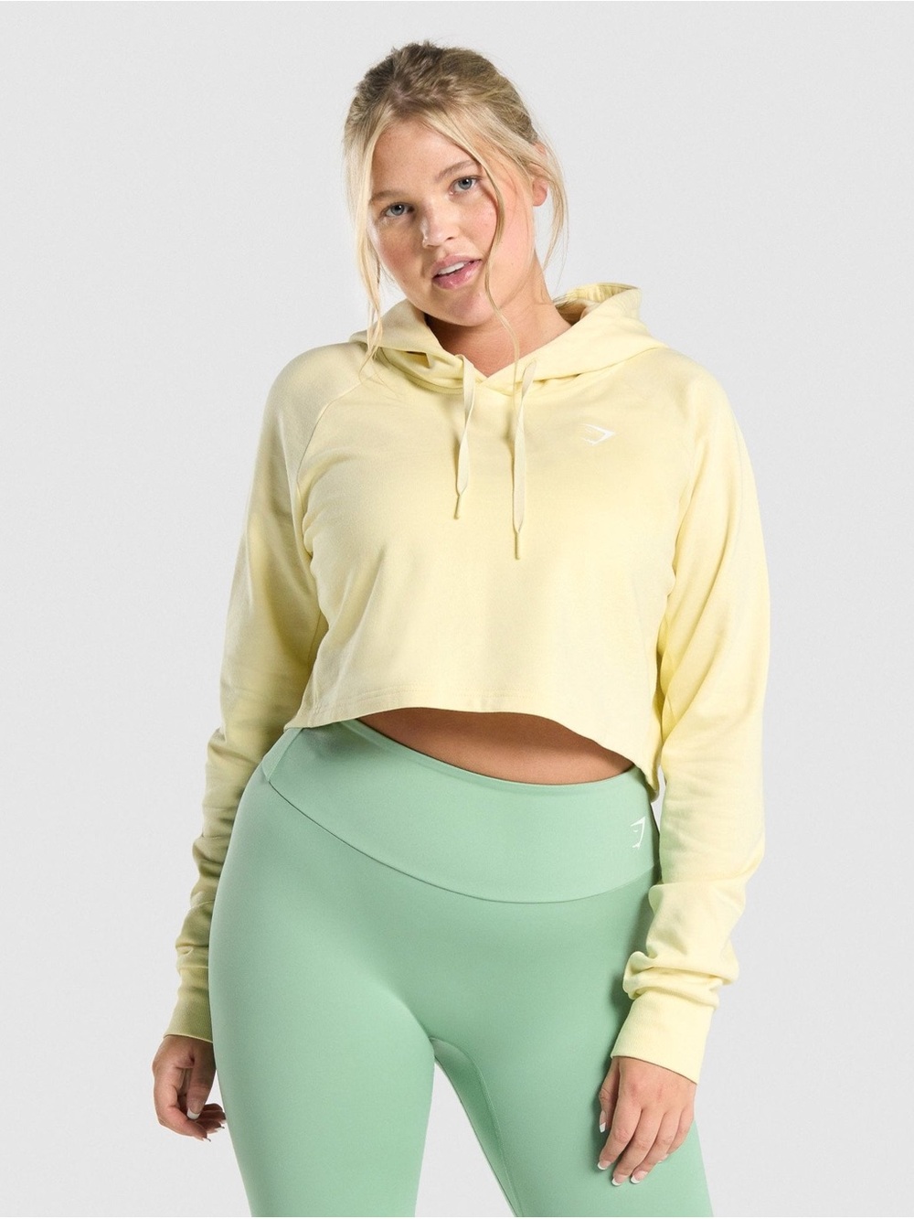 Gymshark Yellow Training Crop Hooded Sweater Size Large